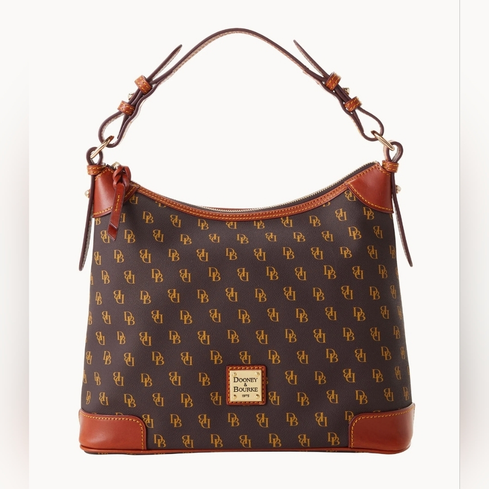 Dooney & Bourke Brown & Tan Logo Hobo Bag
